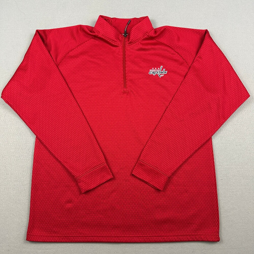 Washington Capitals Pullover Men Large Red Solid NHL Textured 1/4 Zip Pullover L